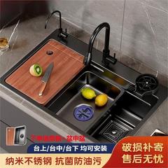 インターネット有名人の多機能ナノステンレス鋼シンク厚みのあるキッチン大型シングルシンク家庭用食器洗いシンクのフルセット