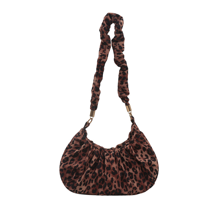 Otoño y invierno ocio de gran capacidad de la personalidad de 2024 nueva moda leopardo plegado simple brazo bolso de mujer suave
