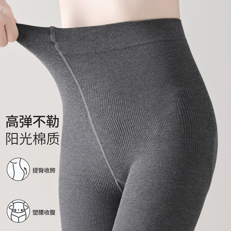 Autumn thin leggings, demi-season trousers, black warm tights, fitted, high waist, wholesale