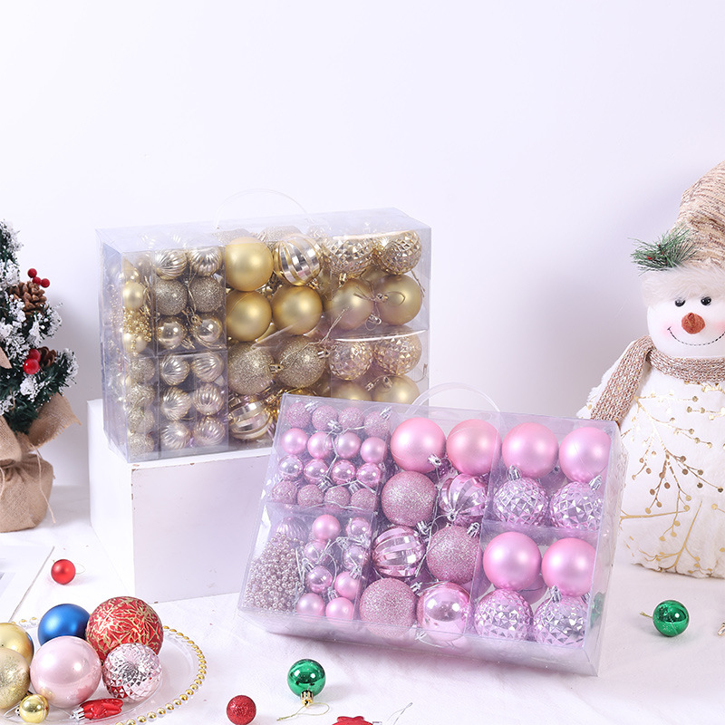 Transfronterizos para Amazon venta caliente nuevo paquete de regalos galvanizado pintado árbol de Navidad colgar decoraciones set de bolas de Navidad