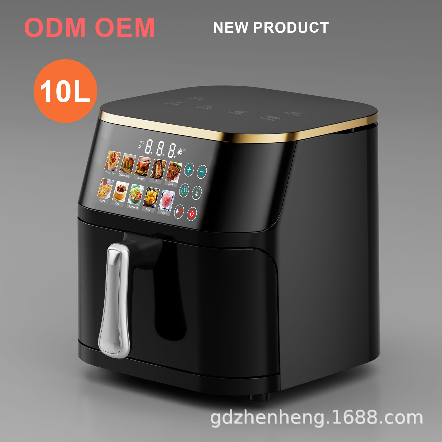 Cross-Border 10L Large-Capacity Air Fryer Digital Display Color Screen Household Intelligent Fully Automatic Fryer All-In-One Machine French Fries Machine