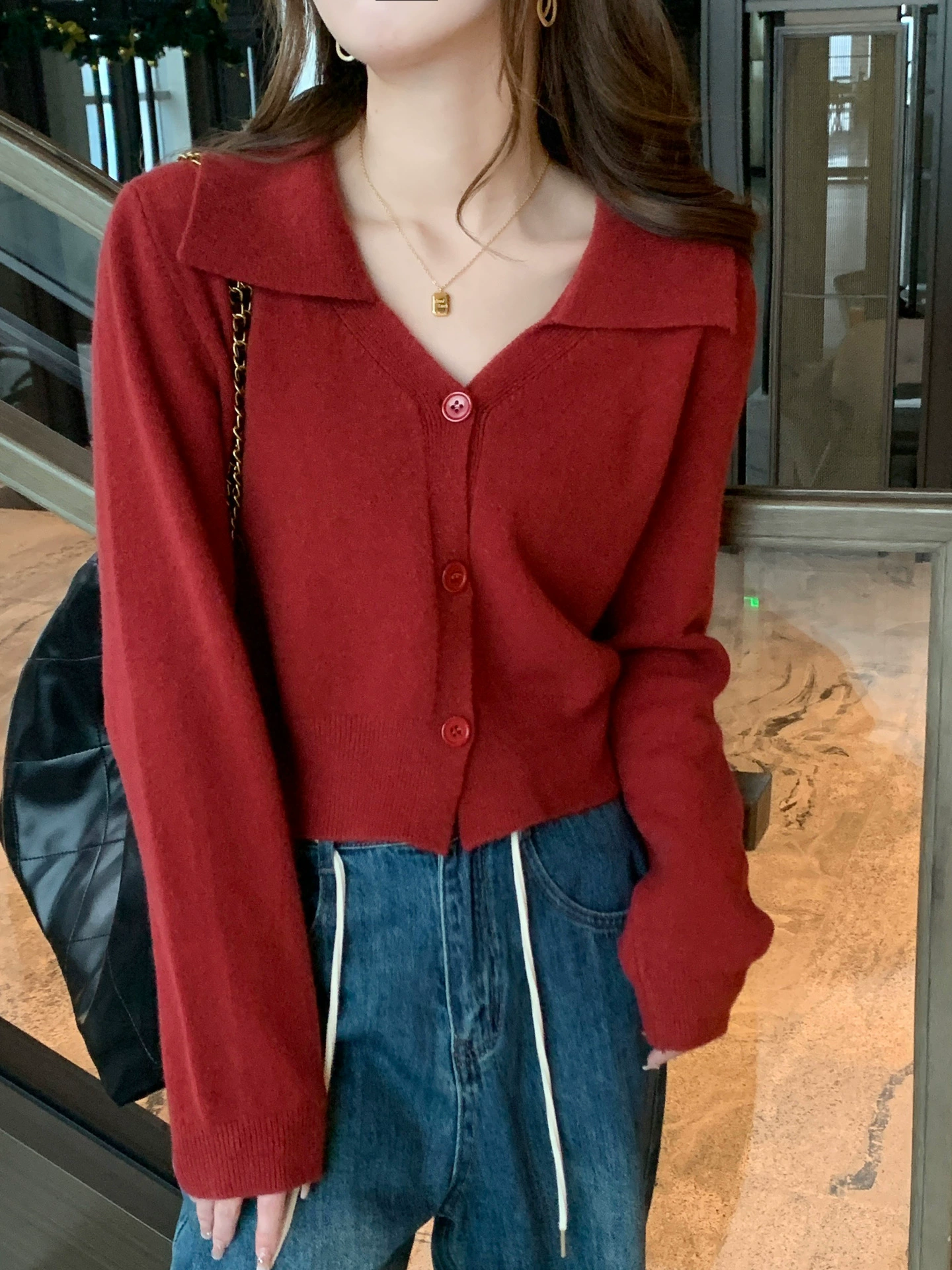 Long set, cardigan, sweater, knitted long-sleeve