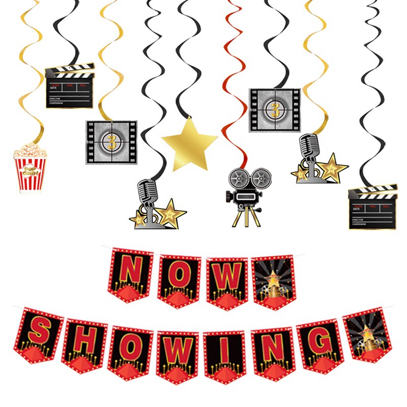 Movie Night Theme Birthday Party Decoration Disposable Scene Decorations Flag Spiral Paper Photo Frame Movie Night Theme Birthday Party Decoration Disposable Scene Decorations Flag Spiral Paper Photo Frame