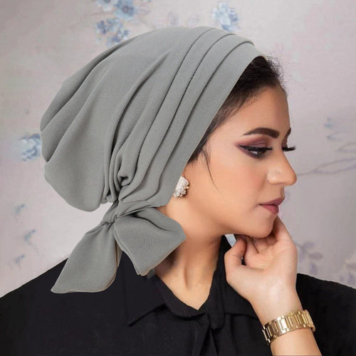 Amazon Autumn/Winter Solid Color Suede Four-Striped Long Tail Headscarf Hat AliExpress Chemotherapy Cap Women's Hat
