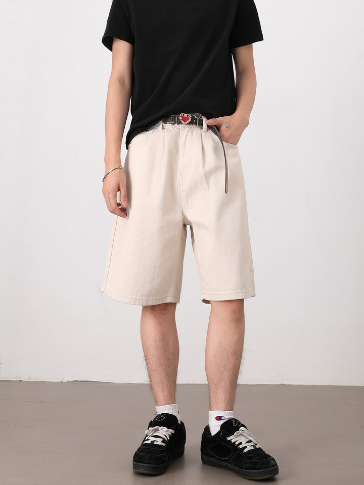 Quần short nam dáng rộng ống đứng, quần lửng phong cách Hàn Quốc, mặc hằng ngày — Màu be, Màu kaki, Màu nâu cà phê, Xanh Pháp Công