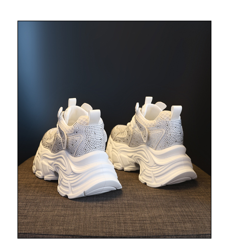 Giày sneaker nữ chunky đế dày đính đá rhinestone phong cách thể thao — màu trắng chi tiết 19