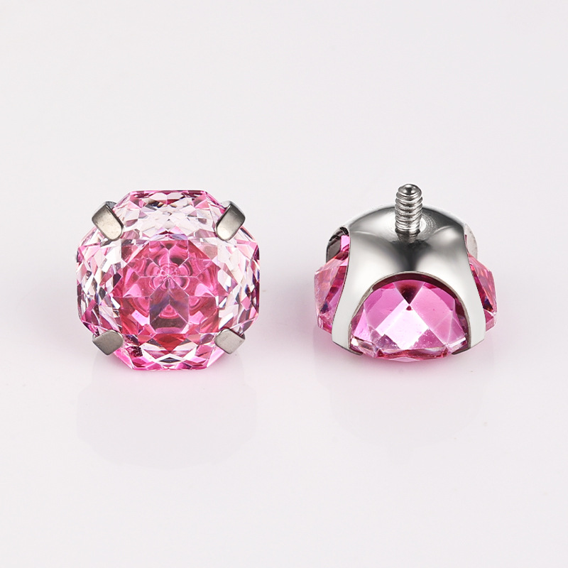 Zesen F136 Titanium Earrings Eight-sided Heart-cut Rose Cut Bowl-holder Round Bottom Earrings G23 Titanium Piercing Jewelry detail image 10