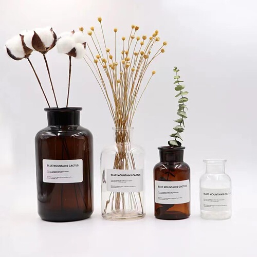 Wholesale transparent wide mouth glass bottle 250ml, 125ml diffuser bottle vase experimental glass bottle aromatherapy bottle