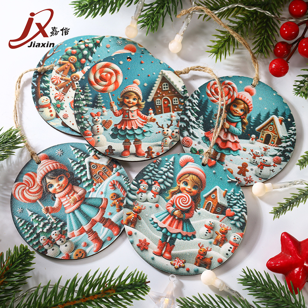 Cross-border supply of creative Christmas candy man wooden ornaments…