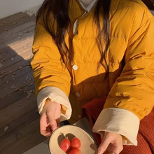 2025排骨设计感拼色圆领羽绒服韩国东大门极简工装白鸭绒保暖外套