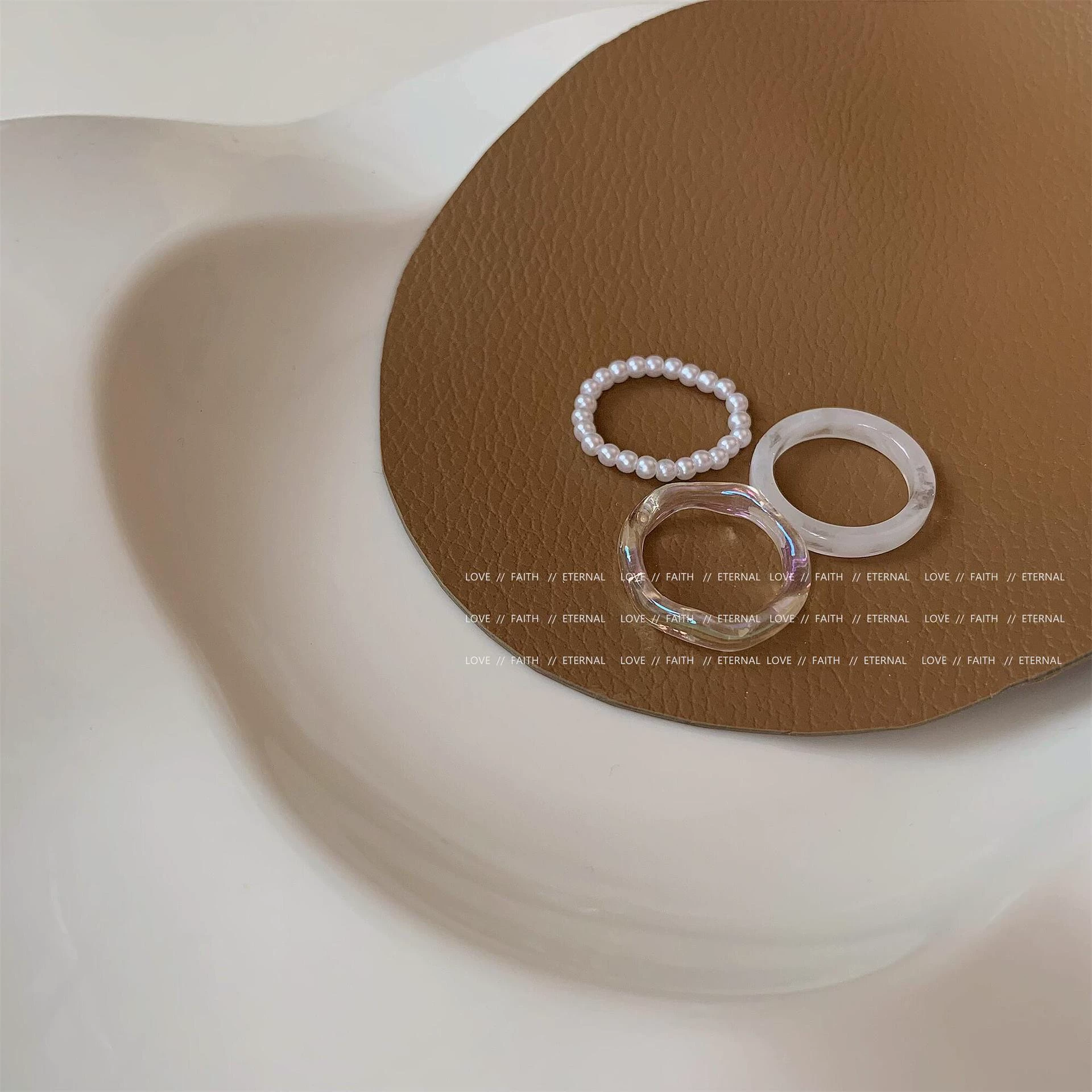 Кольцо (Korea ACC) Acrylic One-Size Chunky Ring для указательного пальца, цветной мраморный узор