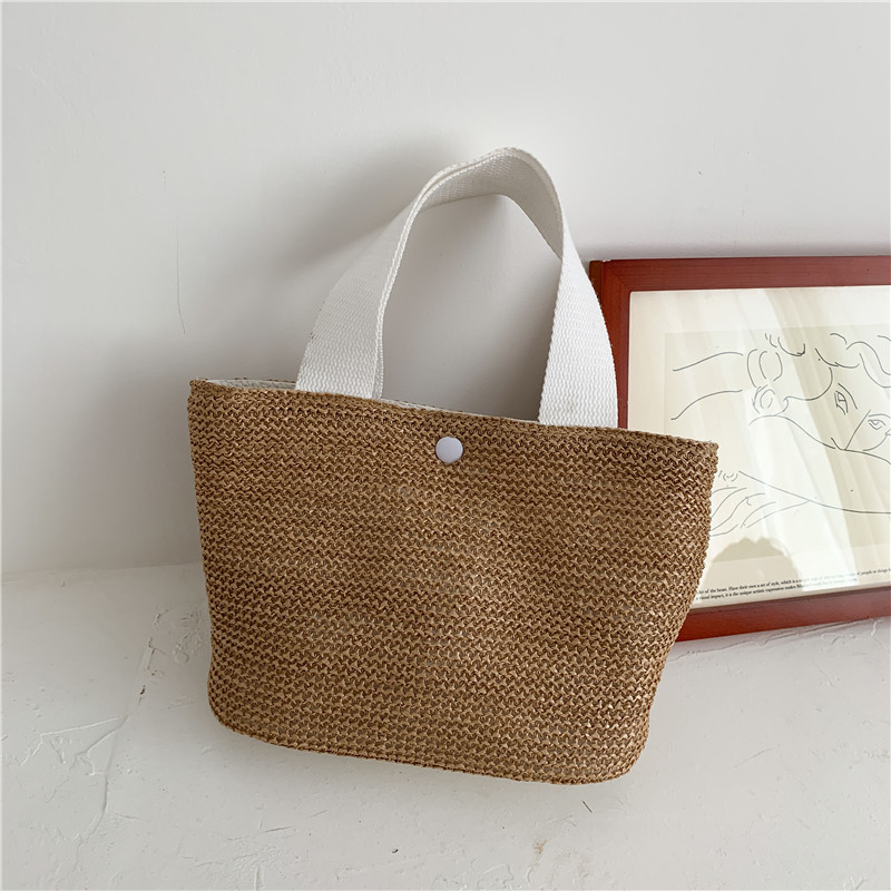 Bags for Women 2021 Spring and Summer New Korean Style Internet Celebrity Fashion Woven Handbag Pastoral Style Straw Beach Vacation Bag Bags for Women 2021 Spring and Summer New Korean Style Internet Celebrity Fashion Woven Handbag Pastoral Style Straw Beach Vacation Bag