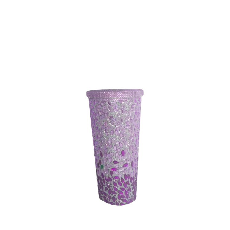 Taza de agua fría de gran capacidad de perlas de diamante doble copas de agua de café ps taza de agua de paja de diamante para mujeres