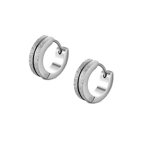 Midline sand surface earrings steel color