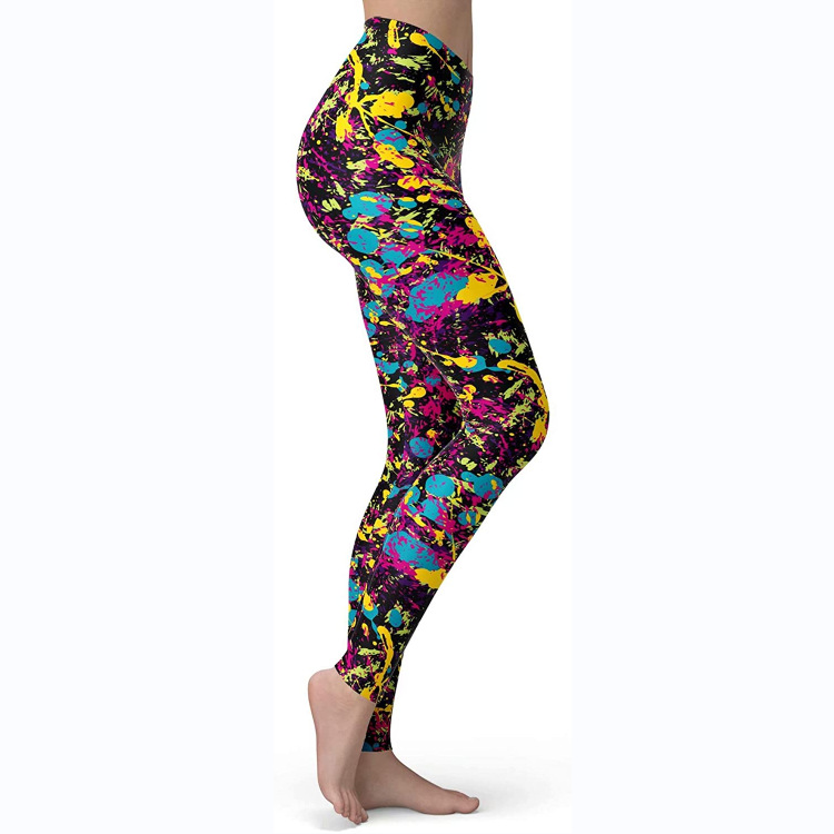 Abbigliamento da donna multicolore stampato slim fit fianchi sollevamento snellente grandi dimensioni corsa yoga fitness leggings_voghion.com