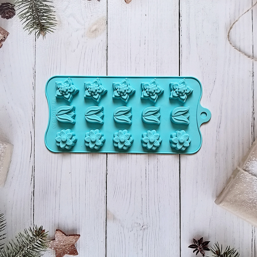 15 3 tipos de chocolate tulipas 680 molde de silicona dulces pudín molde de postre pastel para hornear