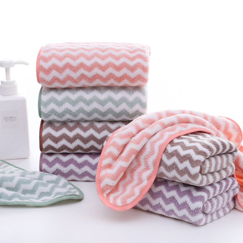 워프 니트 산호 양털 양이온 물 패턴 두꺼운 수건 가정용 성인 부드러운 흡수성 선물 수건 자수 로고