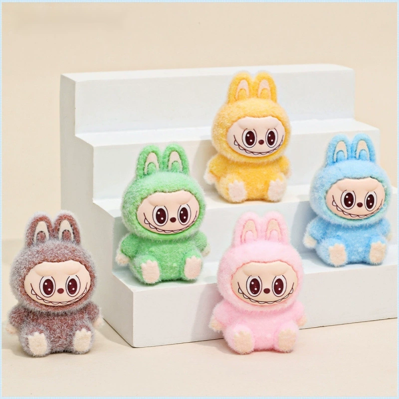 【20 000+ подписчиков} Labubu Flocked Sitting Labubu Симпатичная подвеска ручной работы 3D аксессуары Мультяшный рабочий стол