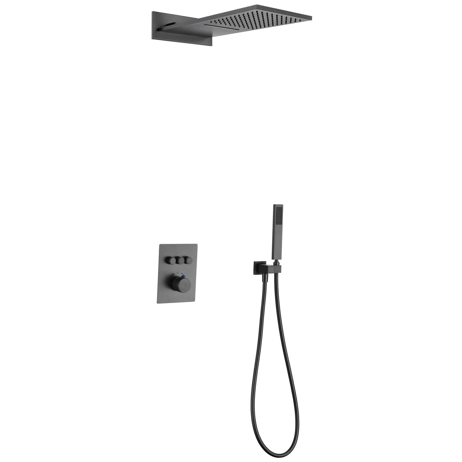 Traje de ducha de pared gris de pistola dividida de cobre transfronterizo oculto ducha de baño presurizado