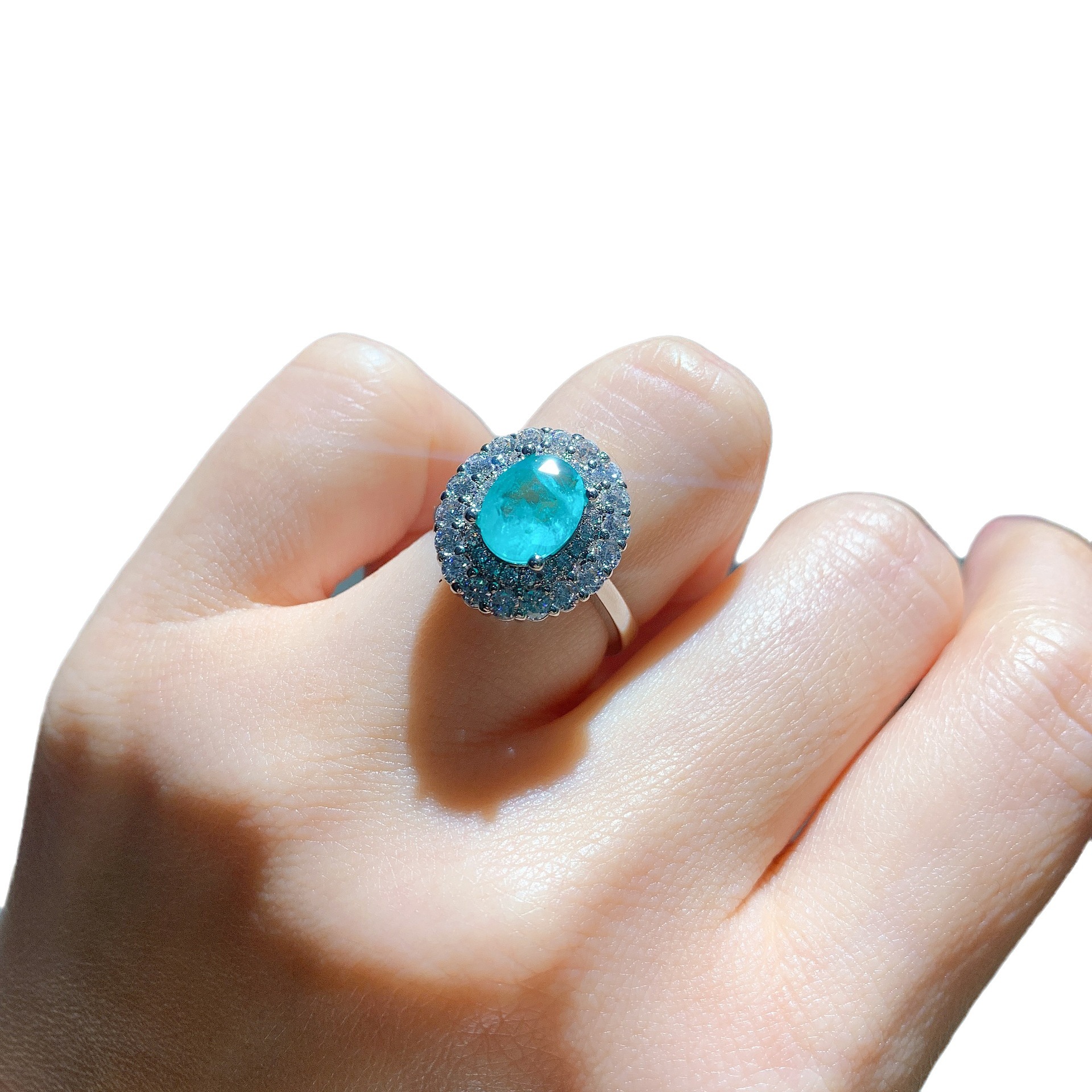 Paraiba Pendant Necklace With Micro Pave High Carbon Diamond Rings_voghion.com