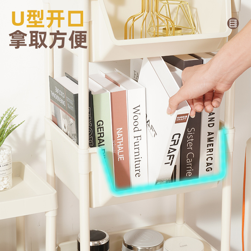Estante de almacenamiento multicapa de plástico, cocina, escritorio de oficina, dormitorio, piso móvil, suministro directo de fábrica multicapa