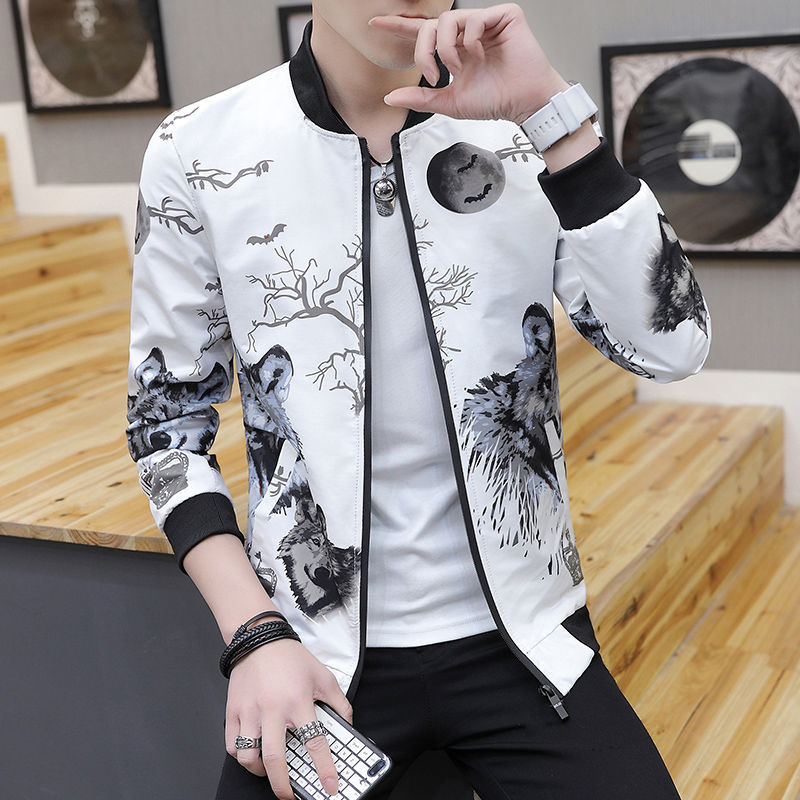Ropa de primavera y otoño para hombres versión de primavera y otoño para hombres chaqueta de flujo flor otoño chaqueta juvenil coreana delgada Flor de Béisbol Juvenil