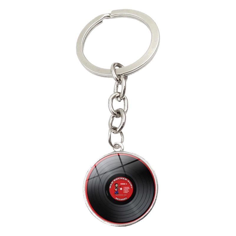 Vinyl record time GEM Keychain Pendant cross-border New Creative metal key chain bag hanging Jewelry