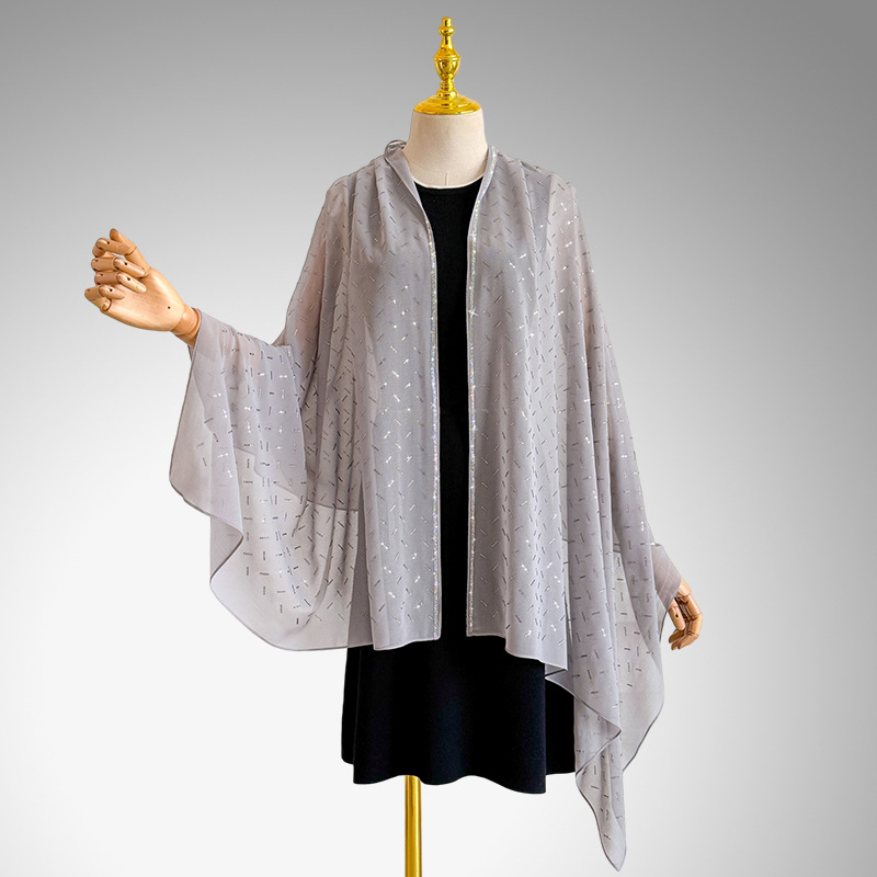 Elegante lichtgewicht chiffon sjaal voor dames met strass_voghion.com