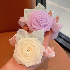 2025布製バラの花子供用ヘアゴム、女性用ヘアアクセサリー、ヘアゴム、髪を結ぶゴム、ヘアロープ、小香風
