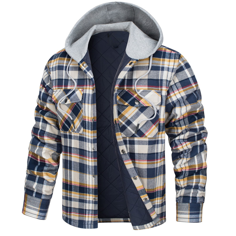 Men's hooded jacket 2022 New Amazon AliExpress long sleeve hooded thickened warm loose men's jacket