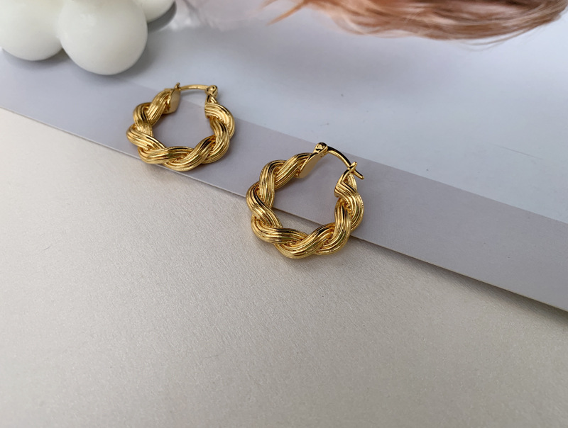 Retro Circle Twist Copper Earrings display picture 5