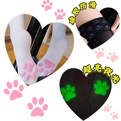 3Dシリコン猫爪肉パッド付きJKソックス、滑り止め付き万能オーバーニーソックス、スリム効果のある肌色、純粋な欲望風、白鳥との相性抜群