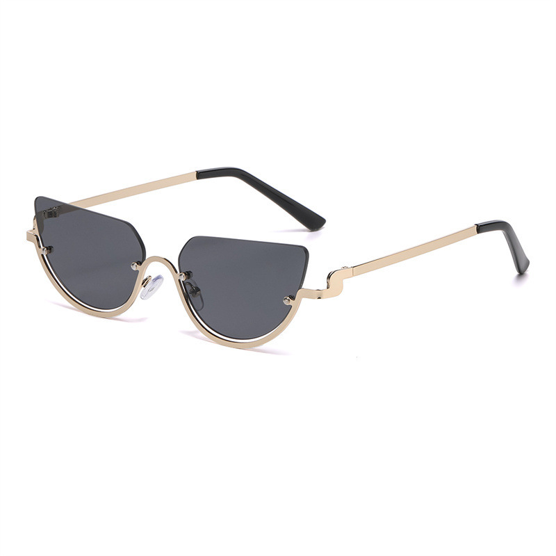 Jamie 868 New Half-Frame Sunglasses, Fashionable Semi-Round Compact Metal Sunglasses, European and American Trendy Item