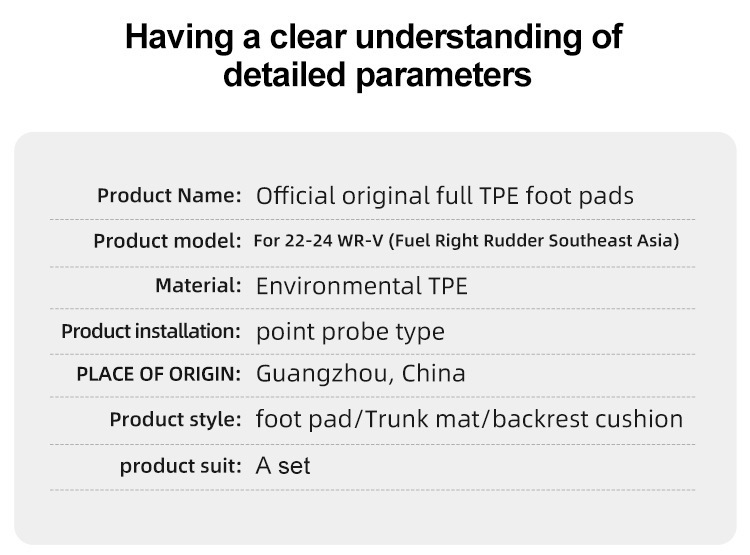 Suitable for 22-24 Honda Wr-V Car Floor Mats, Special Car-Specific All-Inclusive Tpe Floor Mats, Trunk Mats, Cross-Border
