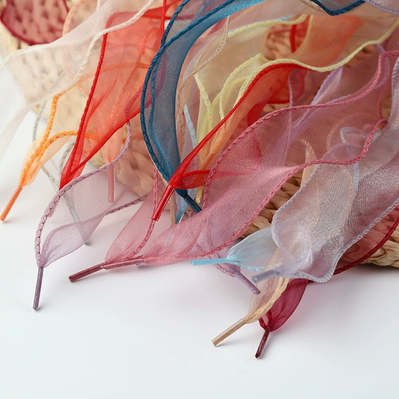 Широкие шелковые шнурки из органзы шифона шириной 4 см, балетный стиль, моральные тренировочные кружевные шнурки, веревка, пара черно-белых рисовых разноцветных