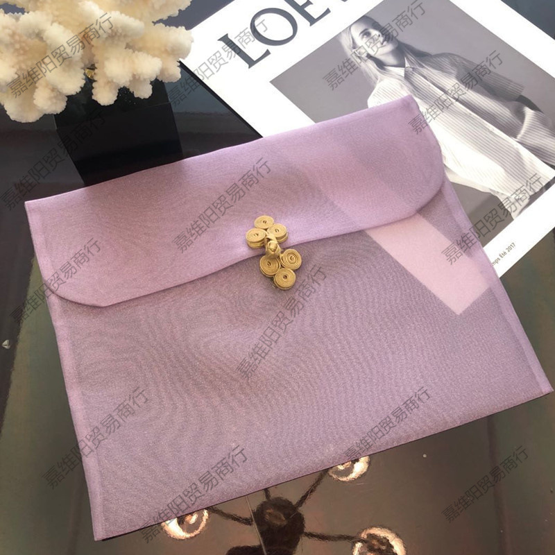 现货云彩三根纱丝巾围巾盘扣纱袋旗袍收纳袋防尘欧根纱信封袋