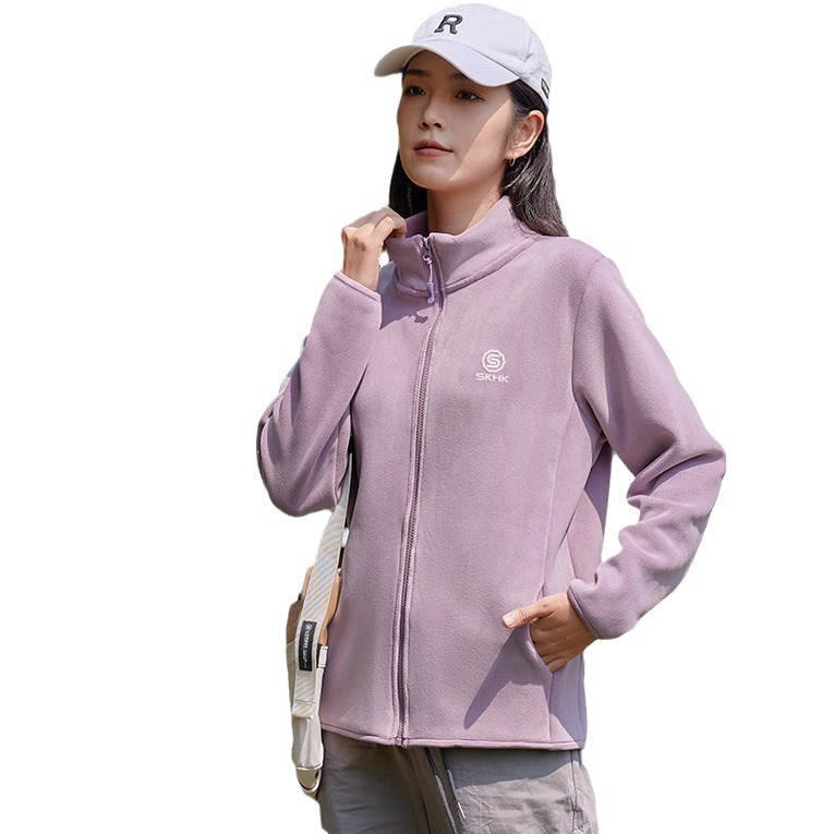 극지 양털 코트 여성의 겨울 두꺼운 남자와 여자의 스웨터 양털 수직 칼라 바람 방지 따뜻한 유지 충전 내부 라이너