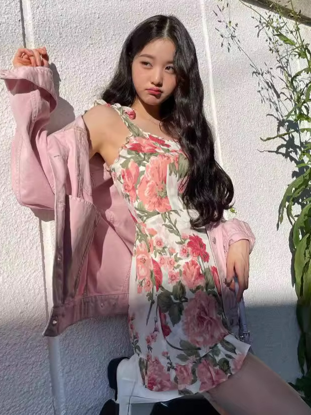French Dress Hot Girl Mini Floral Skirt Floral Slim Suspender Skirt Summer Ruffled Holiday Skirt 25