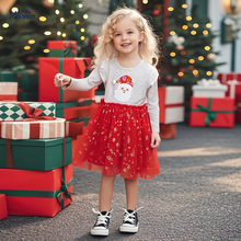 Little maven源头工厂童装批发 圣诞女童连衣裙 秋季欧美卡通童裙