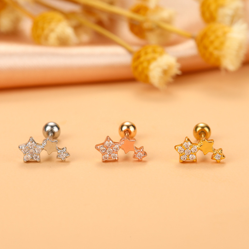 Fashion Flower Airplane Stainless Steel Copper Plating Inlay Zircon Ear Studs 1 Piece display picture 10