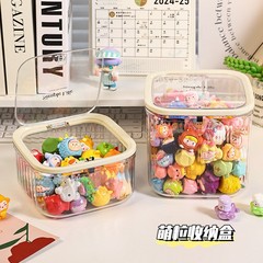 デスクトップ萌え粒収納ボックス大容量カバー付き防塵透明缶女の子フィギュア置物ブラインドボックス展示棚