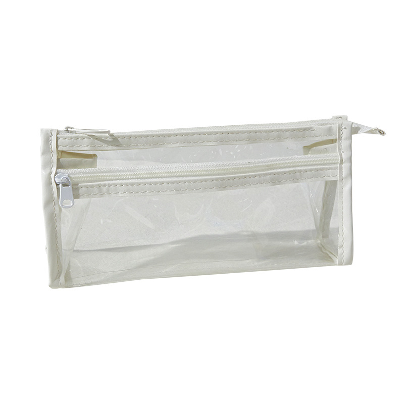 Doble capa transparente Lubi Castor pequeño lápiz caso examen lápiz caso Escuela Primaria Niña de alta apariencia papelería bolsa lápiz caso