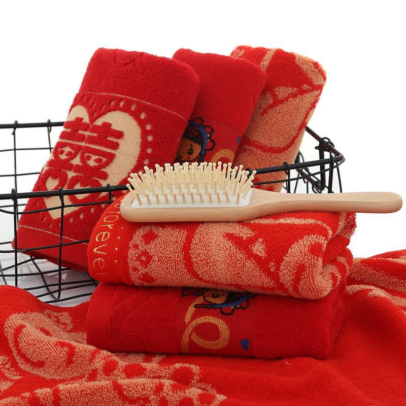 순면 웨딩 리턴 기프트 타월 레드 웨딩 타월 웨딩 레드 기프트 타월 도매 탈색 없음 공장 도매