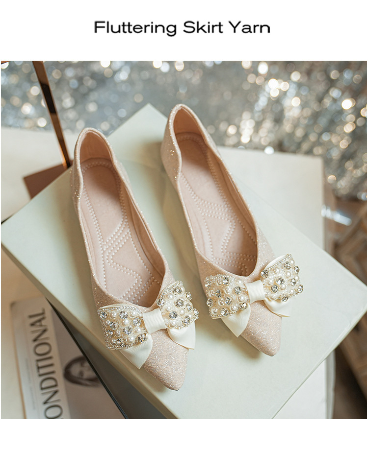 Women's Elegant Solid Color Bow Knot Point Toe Flats display picture 5