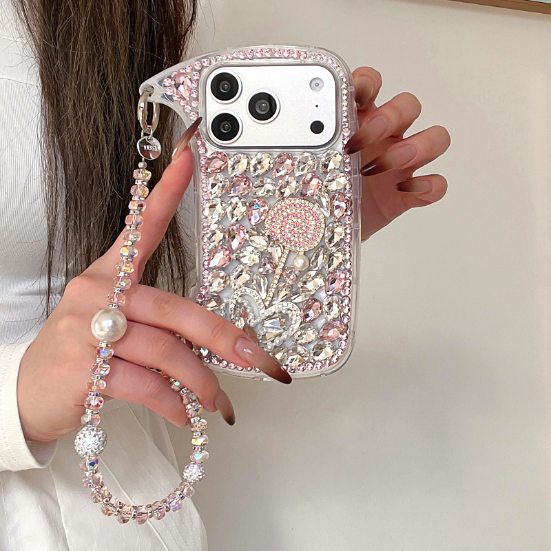 Suitable for Apple 15Promax, Pure Handmade Diamond-Encrusted 14Pro Fashion Chain Handbag Phone Case with Butterfly Rhinestones Suitable for Apple 15Promax, Pure Handmade Diamond-Encrusted 14Pro Fashion Chain Handbag Phone Case with Butterfly Rhinestones