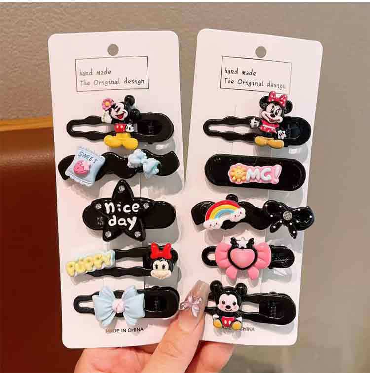 Clips para el cabello de los niños Mickey Minnie niños divertidos lindos clips para el cabello de dibujos animados suave dulce versátil clips laterales para las niñas joyas para el cabello
