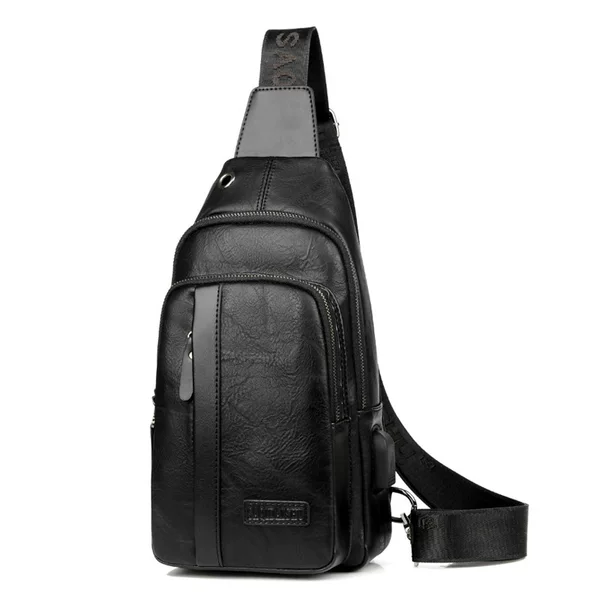 Cross-Border New Men's Outdoor Chest Bag Pu Leather Wear-Resistant Crossbody Bag Trendyy Fashion Large Capacity Single Shoulder Chest Bag