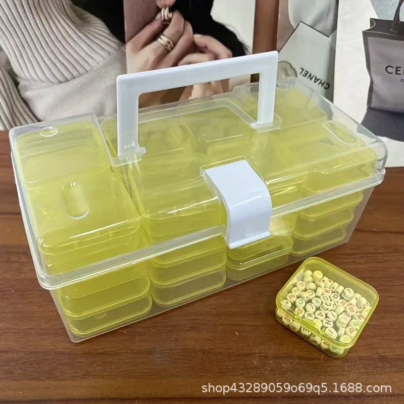 32 グリッド透明プラスチック収納ボックス大容量ポータブル透明ボックス文具衣類雑貨収納ボックス|undefined