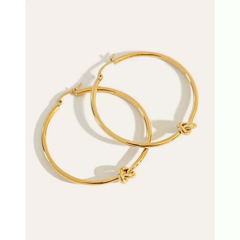 STEM1690韩国小众不掉色几何耳圈轻奢个性气质不锈钢打结圆环耳环