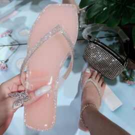 2022年新款大码女鞋人字拖鞋水钻果冻凉鞋women Jelly sandals